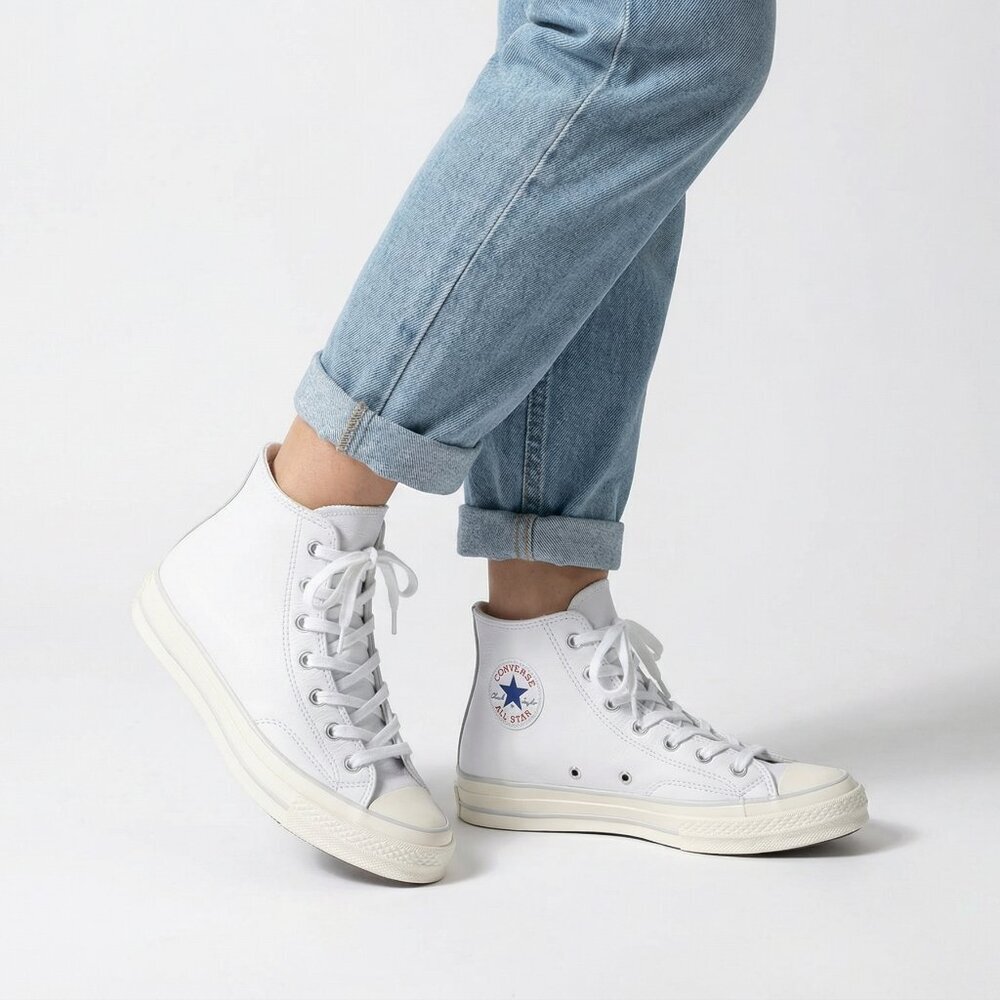 Converse Chuck 70 Leather High Top – White – Size 40 – Like New Unisex style